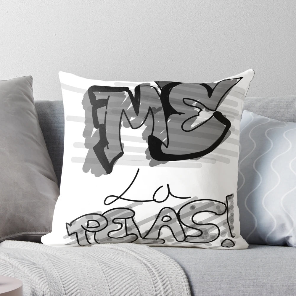 Minimalist and rebellious "You Give Me Shit" pillow, perfect for adding a touch of irreverent style to any space.