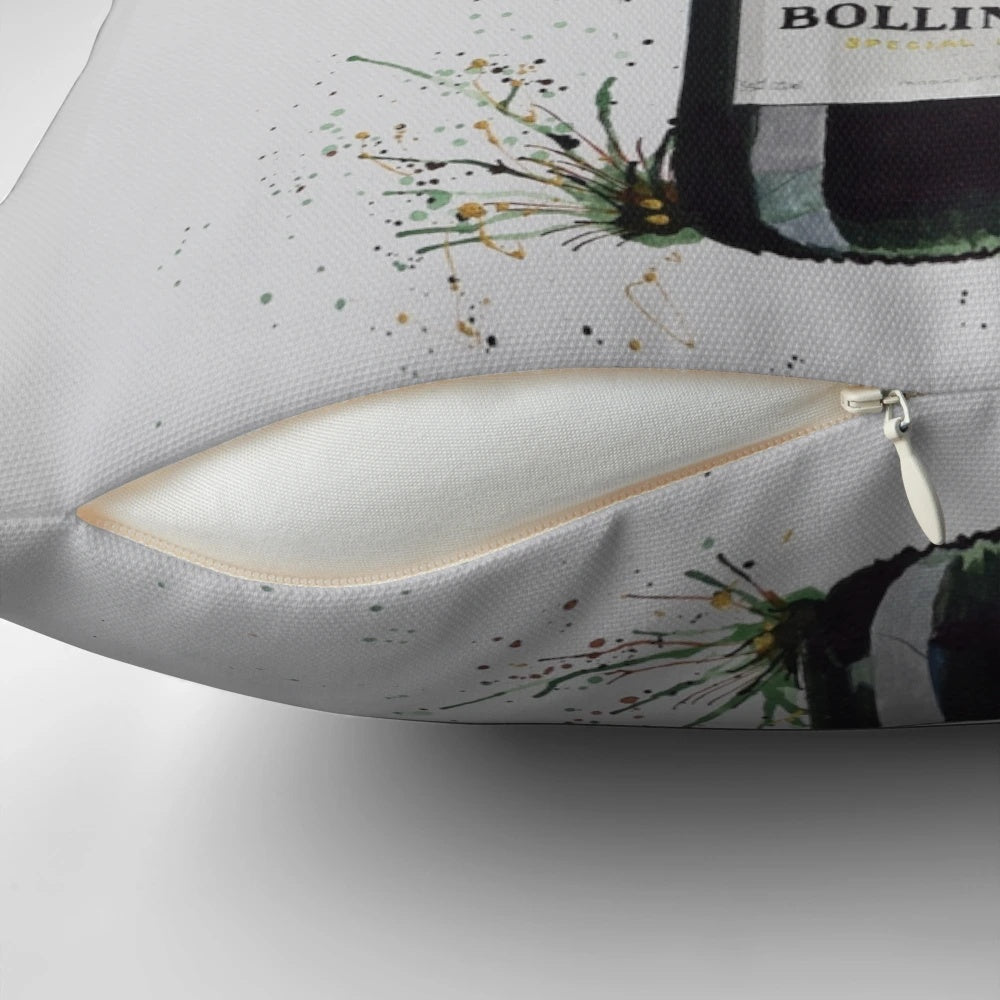 Bollinger champagne-themed decorative pillow with a fun and festive design