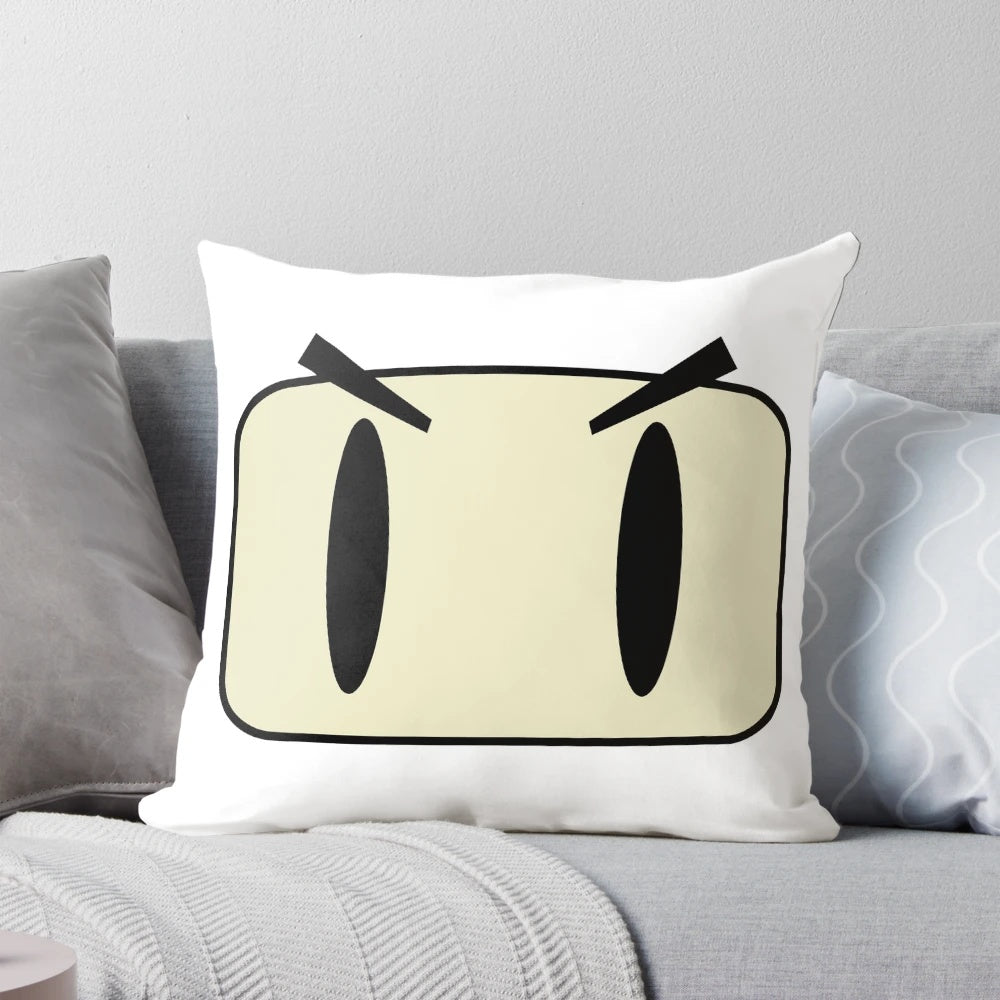 Bomberman video game inspired pillow with colorful graphics and design