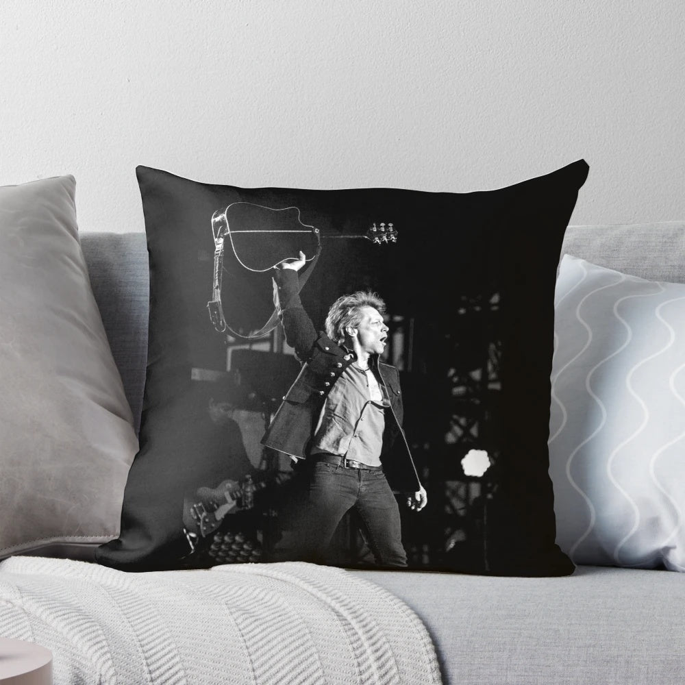 A cozy and stylish pillow featuring popular music and Jovi designs, perfect for music enthusiasts.