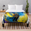 Bonamassa-inspired plush blanket with guitar and musical notes
