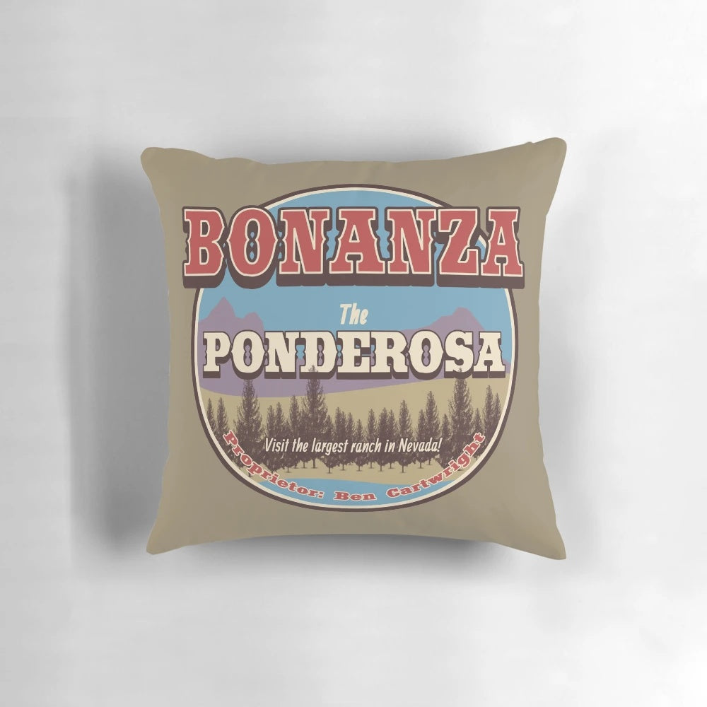 Bonanza Ponderosa Pillow featuring the iconic Cartwright family