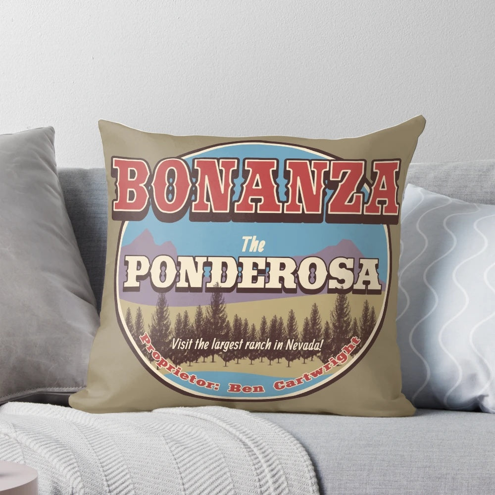 Bonanza Ponderosa Pillow featuring the iconic Cartwright family