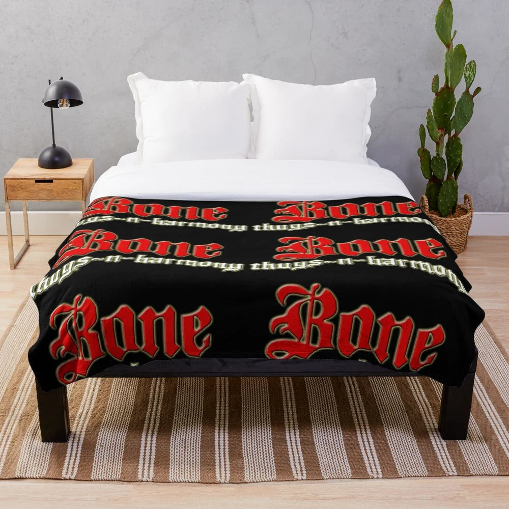 Bone Thugs and Harmony inspired plush blanket with band logo