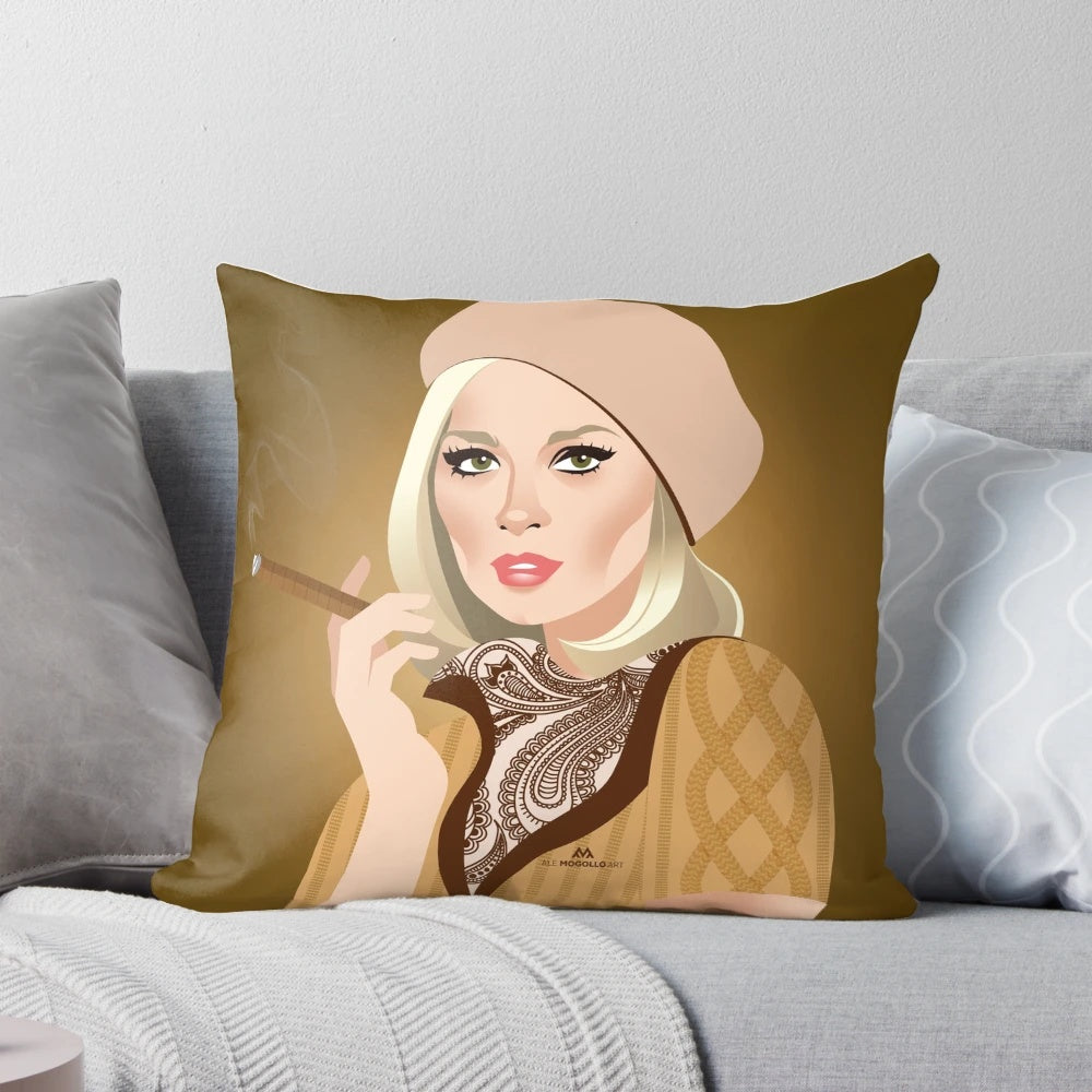 Bonnie Pillow - Unique Artistic Throw Pillow Featuring Bonnie and Clyde