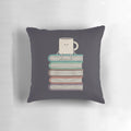 "Soft, plush pillow with a book-themed design, perfect for book lovers and readers"