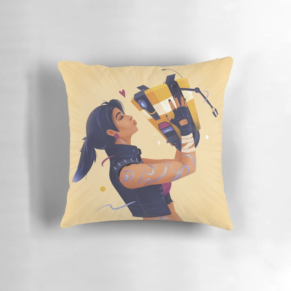 Borderlands Claptrap and Amara Siren decorative pillow