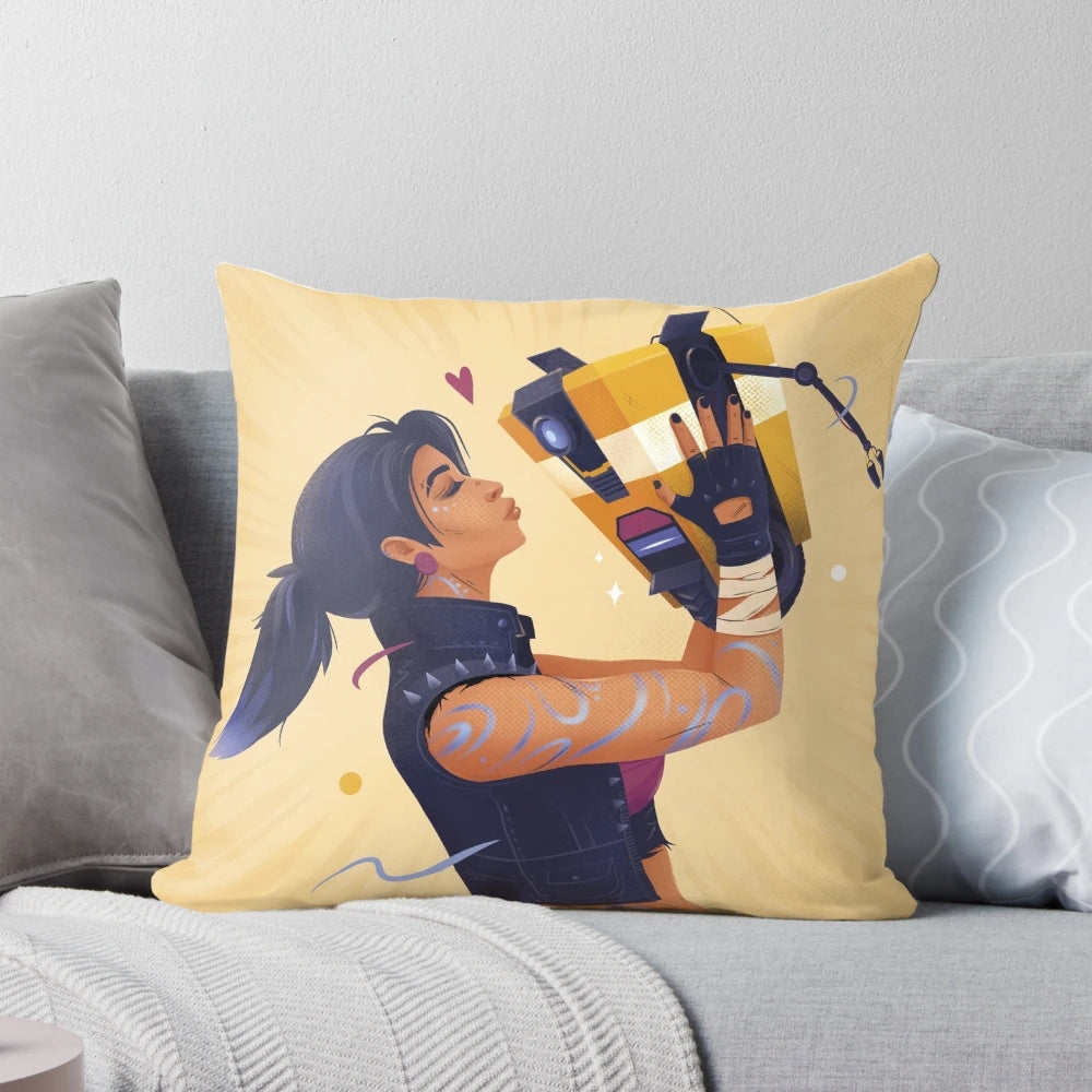Borderlands Claptrap and Amara Siren decorative pillow