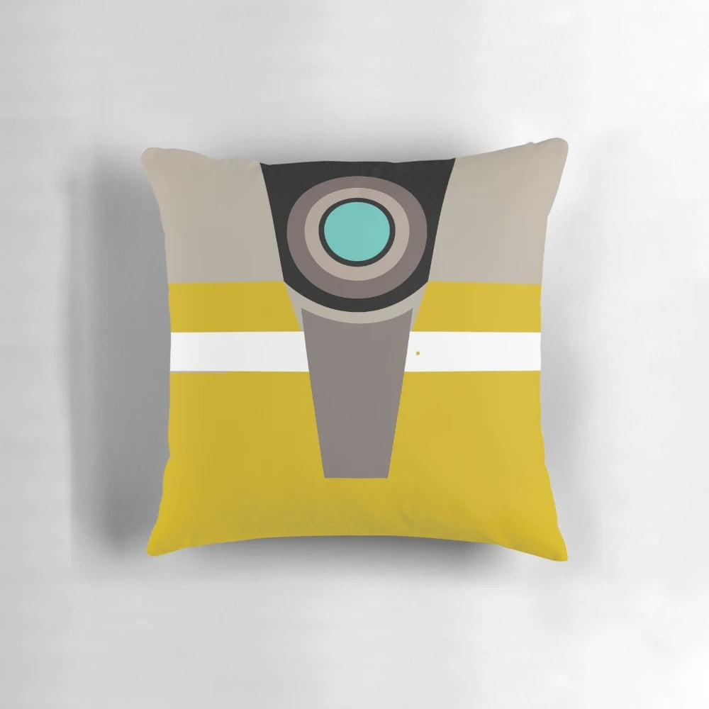 Claptrap Borderlands Pillow featuring the iconic Vault Hunter logo