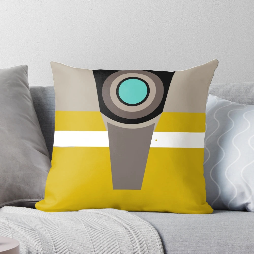 Claptrap Borderlands Pillow featuring the iconic Vault Hunter logo