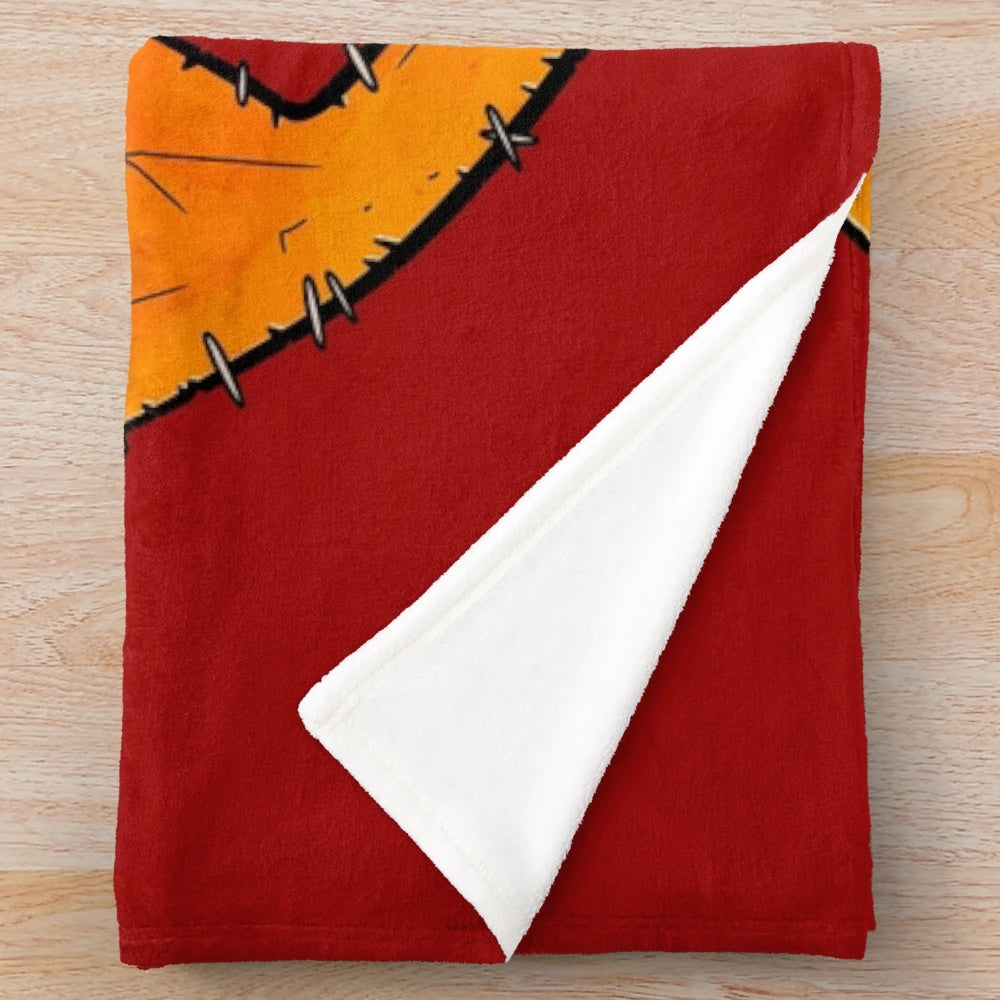 Borderlands-themed plush blanket with stitched vault symbol design