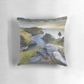 Pillow featuring a picturesque view of Boscastle Harbour on the Cornish coast in England