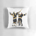 Boston Bruins hockey players Jeremy Swayman and Linus Ullmark embracing on a soft, cozy pillow