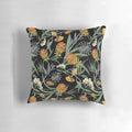 Botanical pillow featuring an orange and white pattern of Australian native banksia flowers and foliage.