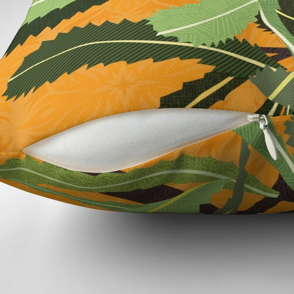 Vibrant green banksia flower illustration on a modern throw pillow, perfect for nature-inspired home decor.