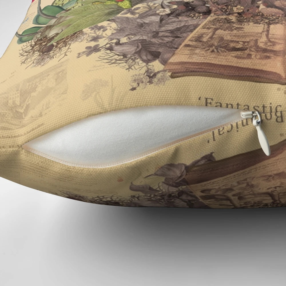 A beautifully crafted botanical pillow featuring a fantastical, nature-inspired design.