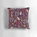 Cozy forest-themed pillow featuring natural botanical details like moss and mushrooms