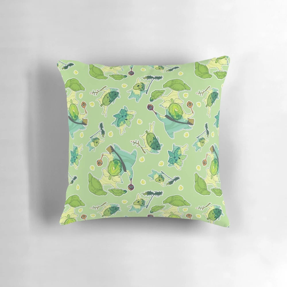 Zelda inspired botanical korok pattern decorative throw pillow