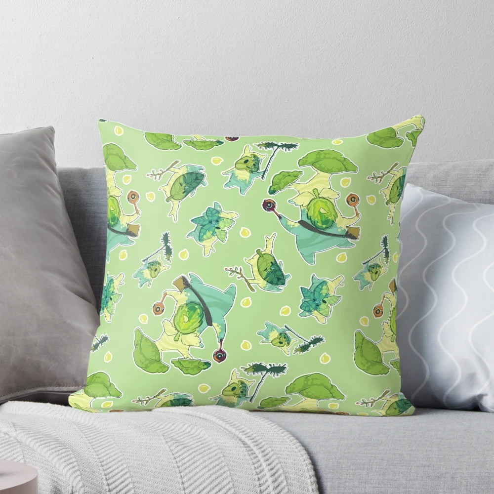 Zelda inspired botanical korok pattern decorative throw pillow