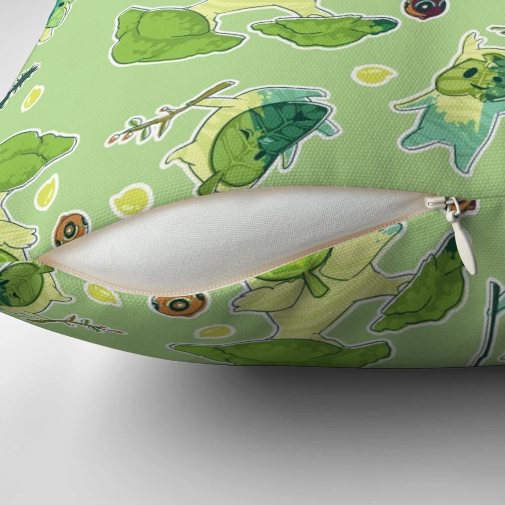 Zelda inspired botanical korok pattern decorative throw pillow