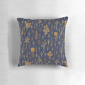 Navy blue and mustard yellow floral pattern decorative throw pillow