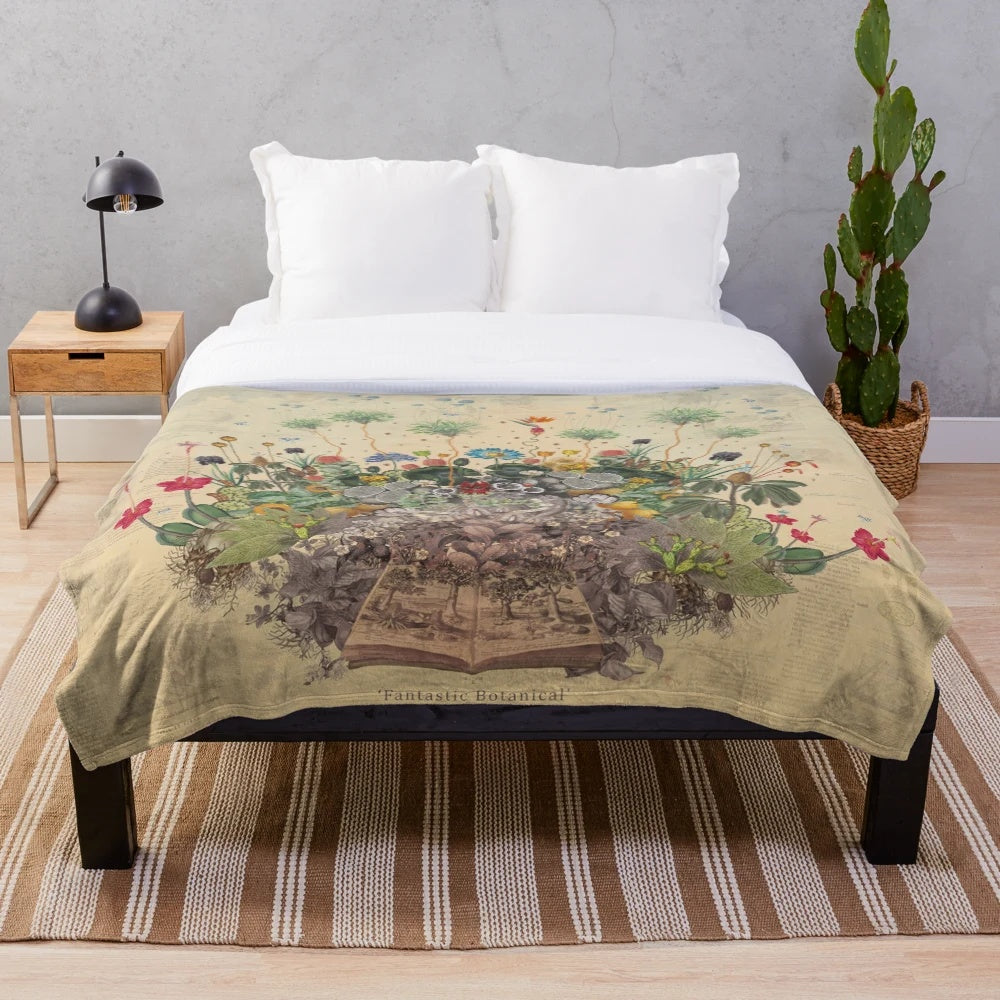 Botanical plush blanket with fantastical floral design
