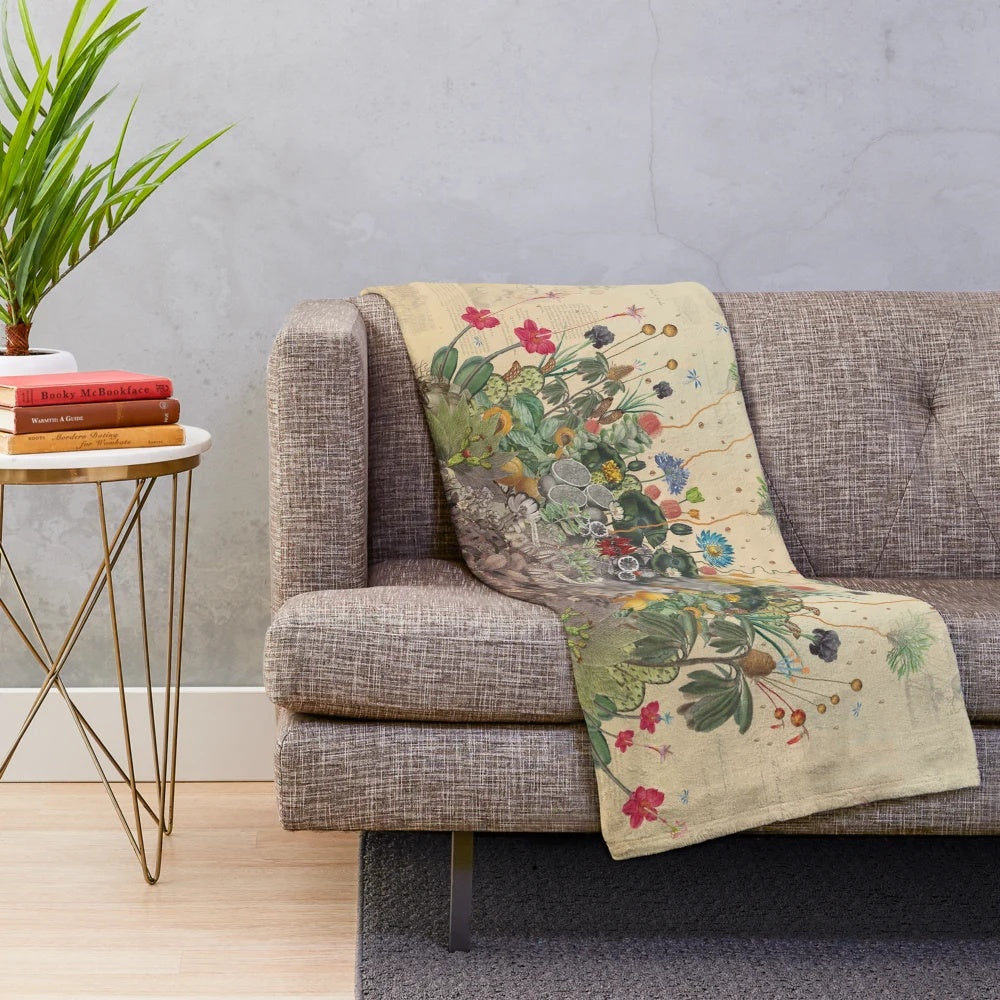 Botanical plush blanket with fantastical floral design