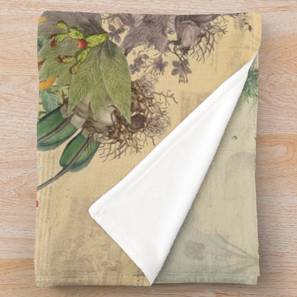 Botanical plush blanket with fantastical floral design