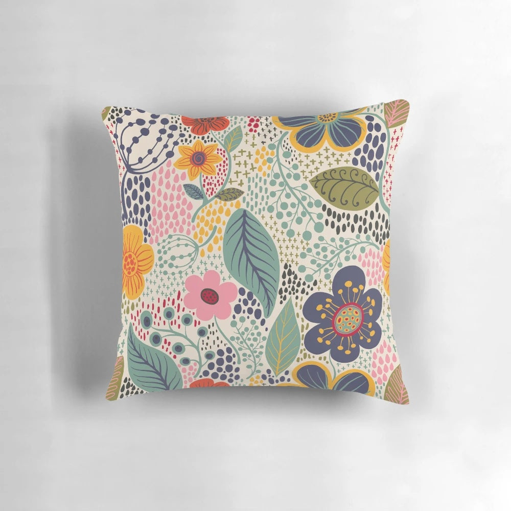 Vibrant floral and botanical pattern throw pillow for home decor
