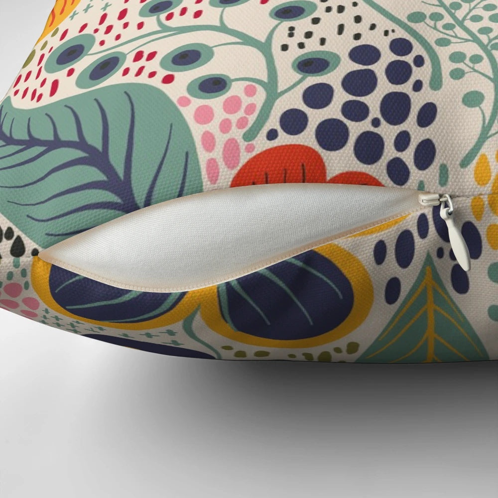 Vibrant floral and botanical pattern throw pillow for home decor