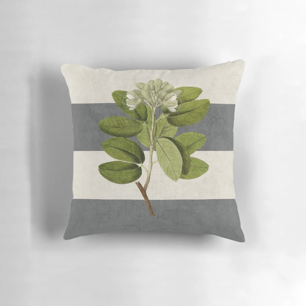 Botanical stripes pattern on a modern throw pillow