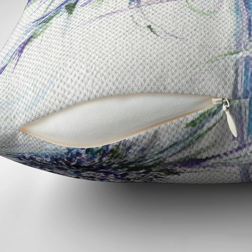 A decorative throw pillow featuring a wild thistle design, perfect for nature-inspired home decor.