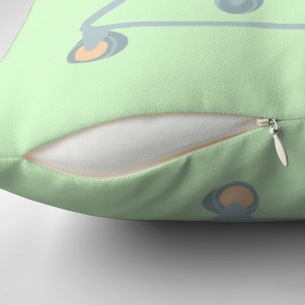 A vibrant and nature-inspired pillow featuring lush foliage, leaves, and botanical elements.