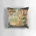 Decorative throw pillow featuring Botticelli's iconic painting "The Birth of Venus