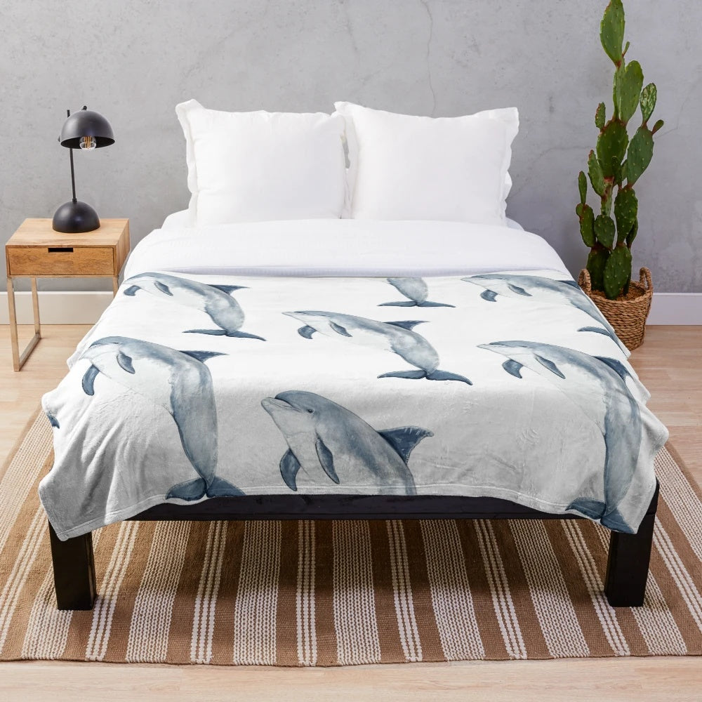 Bottlenose dolphin plush blanket with a unique and trendy design