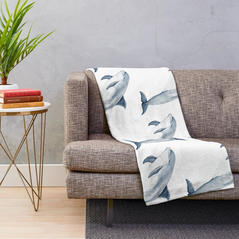Bottlenose dolphin plush blanket with a unique and trendy design