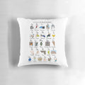 Bouldering-themed decorative throw pillow with A to Z design