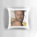 A plush pillow depicting Seth Rogen, inspired by the film Bound.
