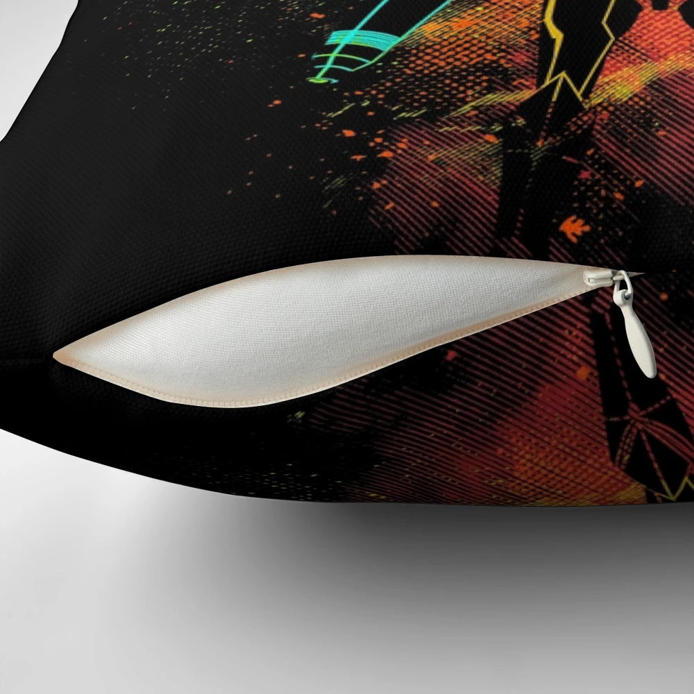 Bounty Hunter of Space video game-inspired pillow with Samus and Metroid design