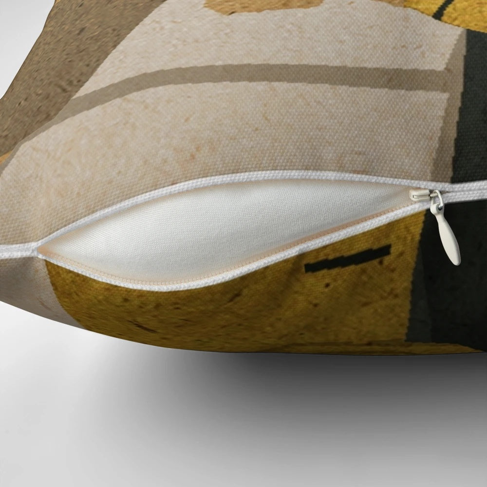 Boutique hotel-style pillow featuring a design inspired by Wes Anderson's film 'The Darjeeling Limited