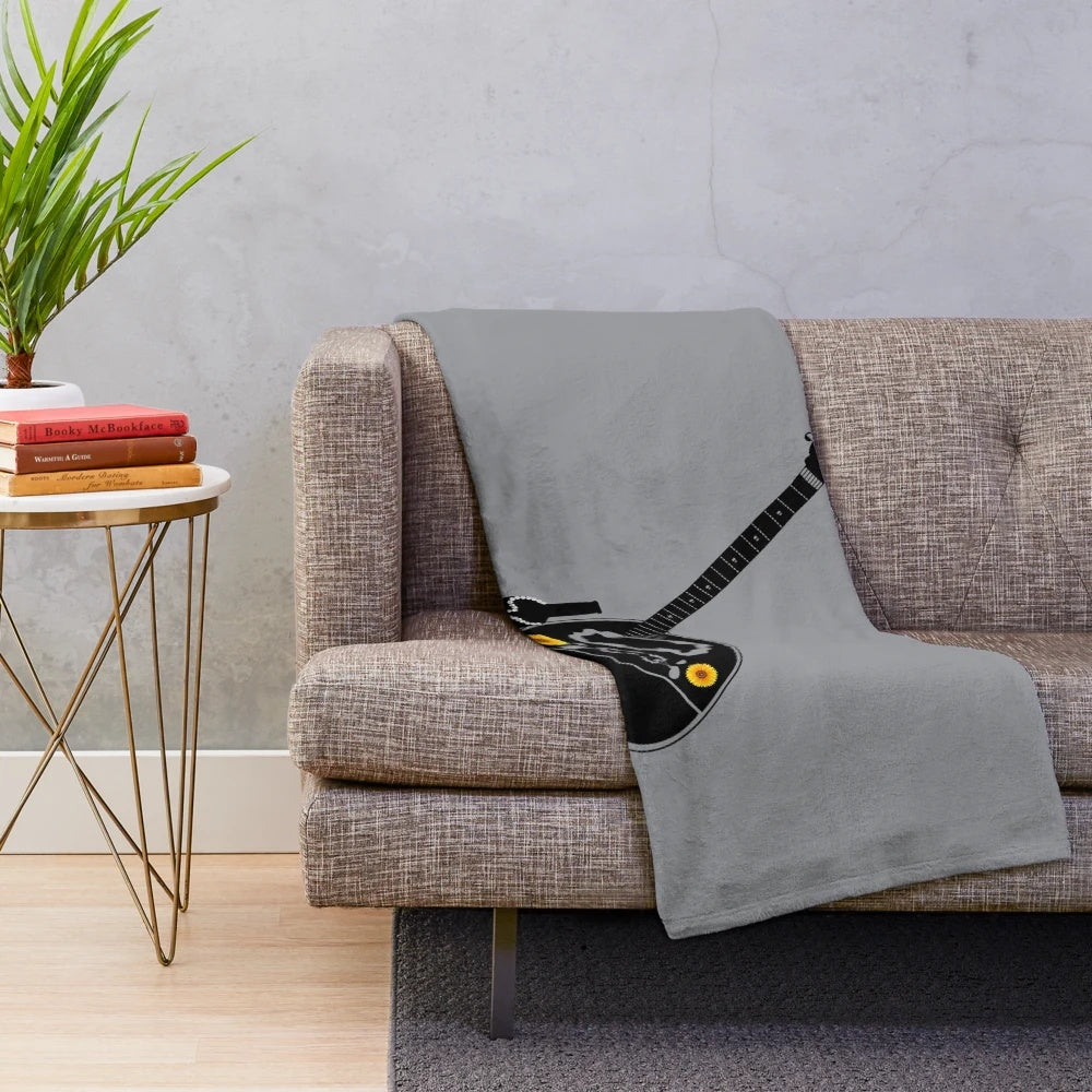 Bouzouki-themed plush blanket with grey background