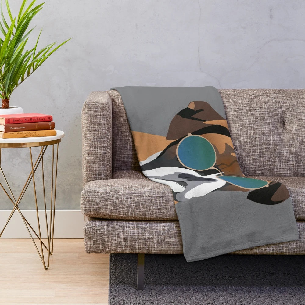 Boxer dog wearing sunglasses plush blanket