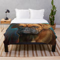 Boxer dog on a plush, textured blanket