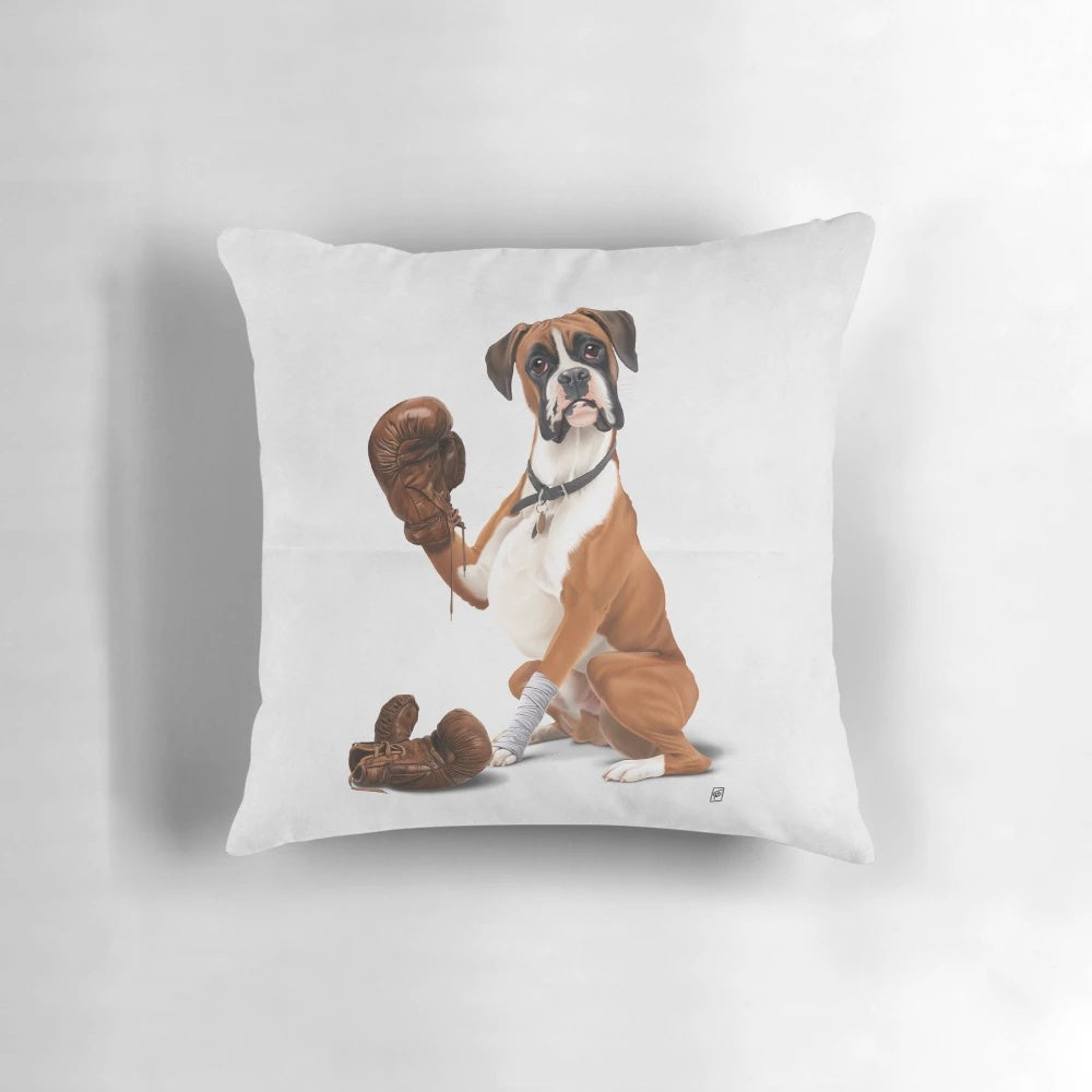 Boxer (Wordless) Pillow, a soft and expressive animal-inspired home accent