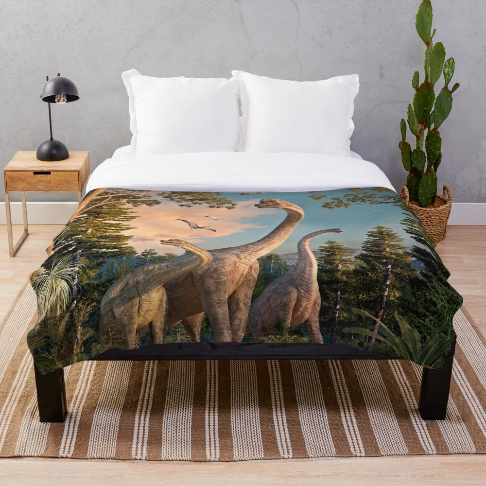 Brachiosaurus dinosaur themed plush blanket