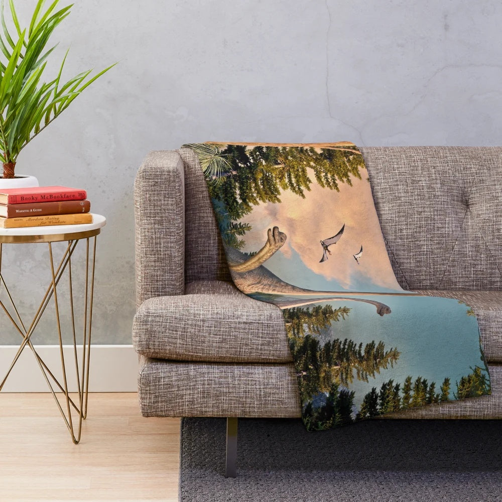 Brachiosaurus dinosaur themed plush blanket