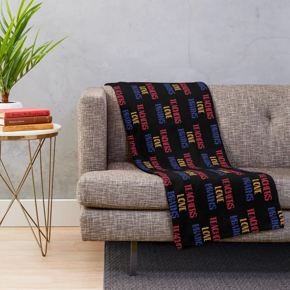 Brain-shaped plush blanket for teachers