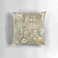 A cozy pillow featuring characters from the beloved Brambly Hedge children's book series, depicting a scene of dressing up at the Old Oak Palace.