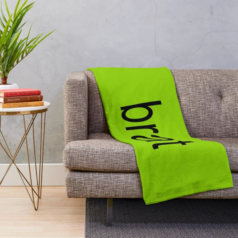 Soft and cozy brat-inspired plush blanket for music enthusiasts