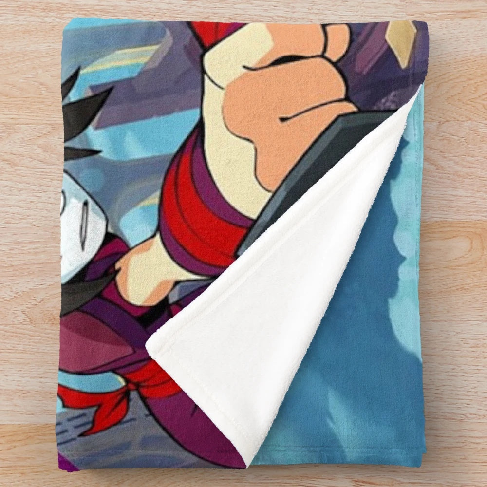 Brawlhalla inspired plush blanket with characters from the popular video game